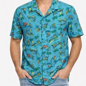 Tom & Jerry Tropical Blue Surf Print Men's Shirt